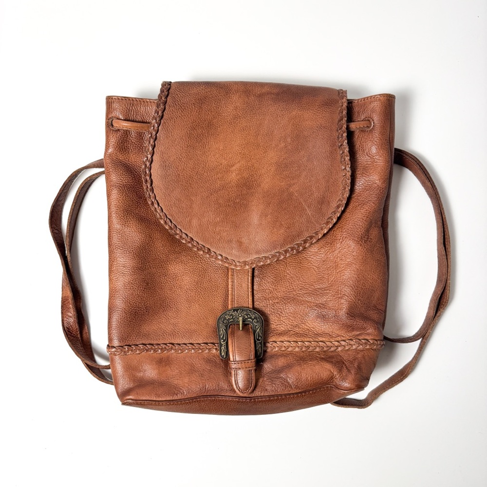 Myra Bag Brown Leather Lobeth Hairon Backpack